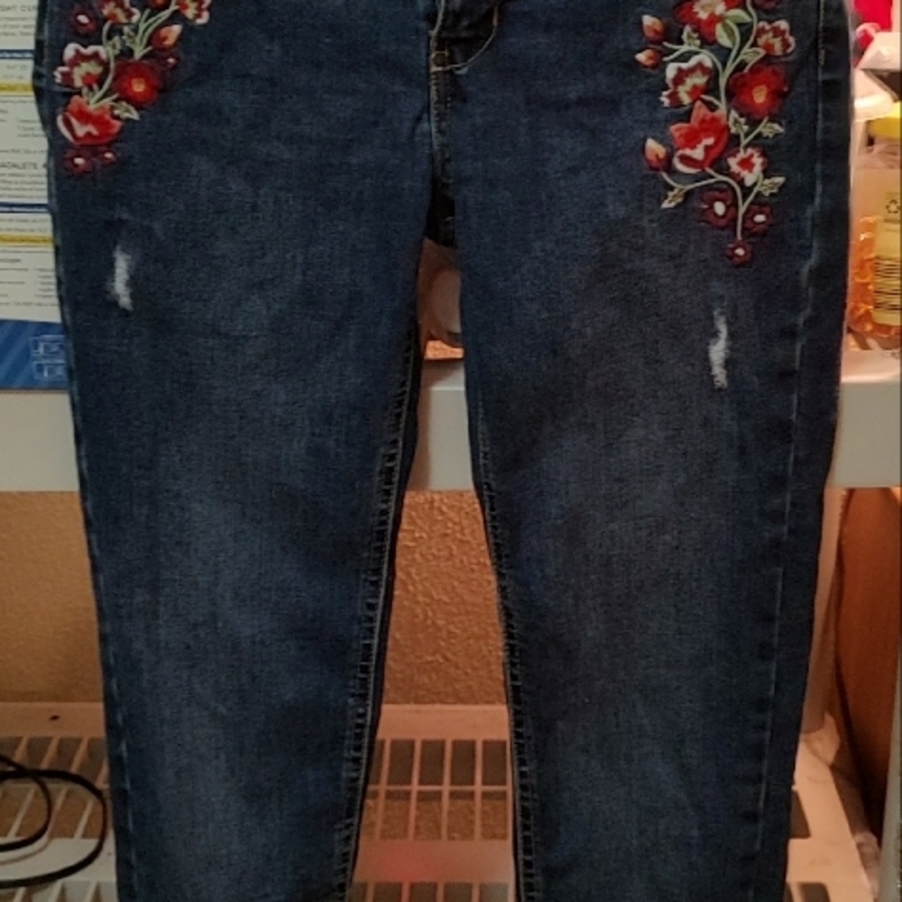Embroidered Floral Jeans